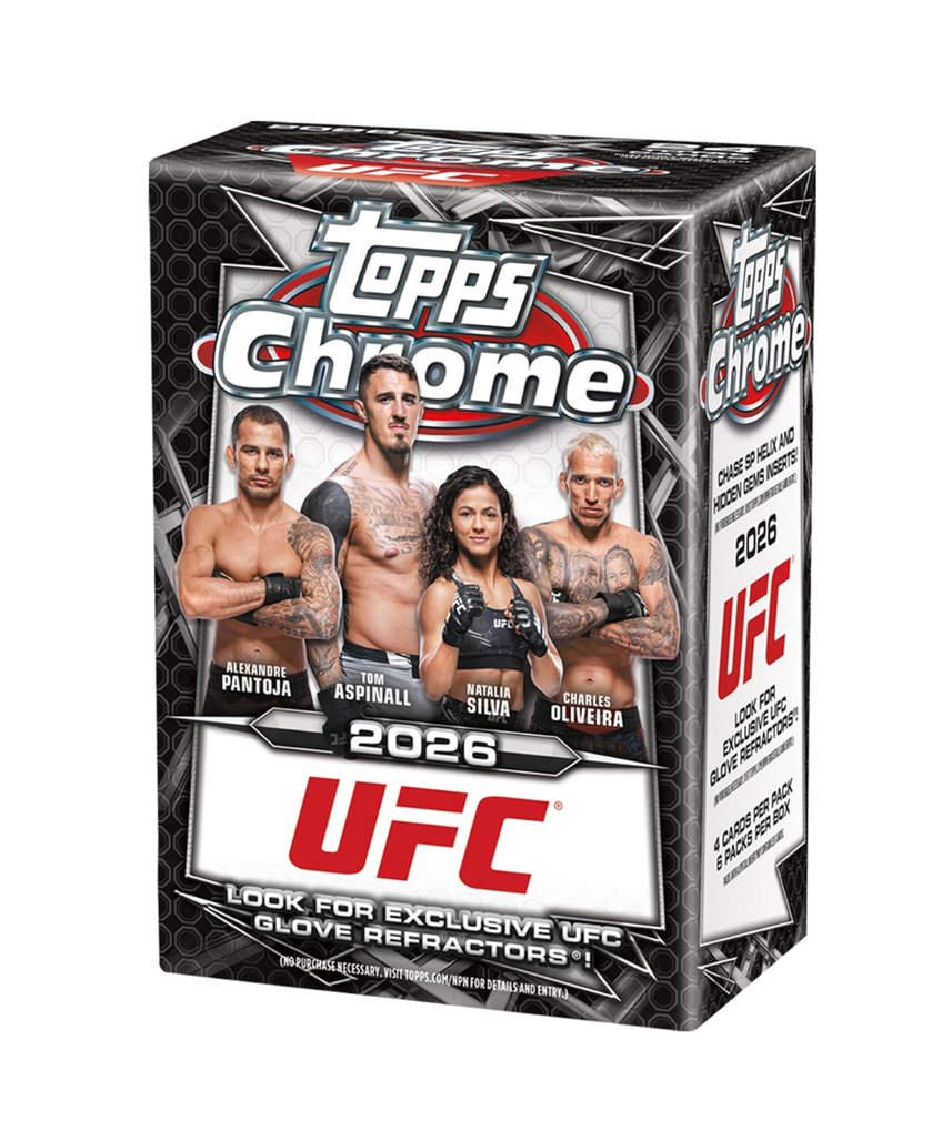 Topps Chrome UFC 2026 Factory Sealed Value Box Trading Cards, Collectible UFC Card Set with Refractors & Inserts, Ages 6+