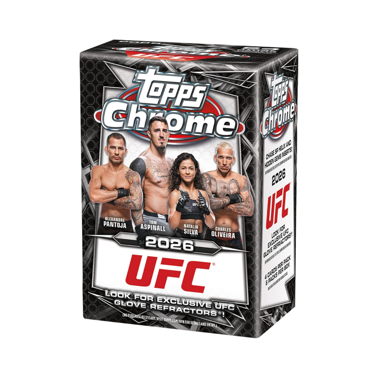 Topps Chrome UFC 2026 Factory Sealed Value Box Trading Cards, Collectible UFC Card Set with Refractors & Inserts, Ages 6+