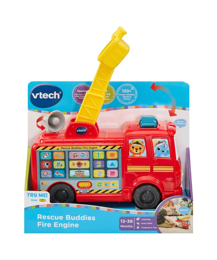 VTech Rescue Buddies Fire Engine, Songs & Learning Discovery Station, Easy-Touch Buttons, Ages 12–36 Months