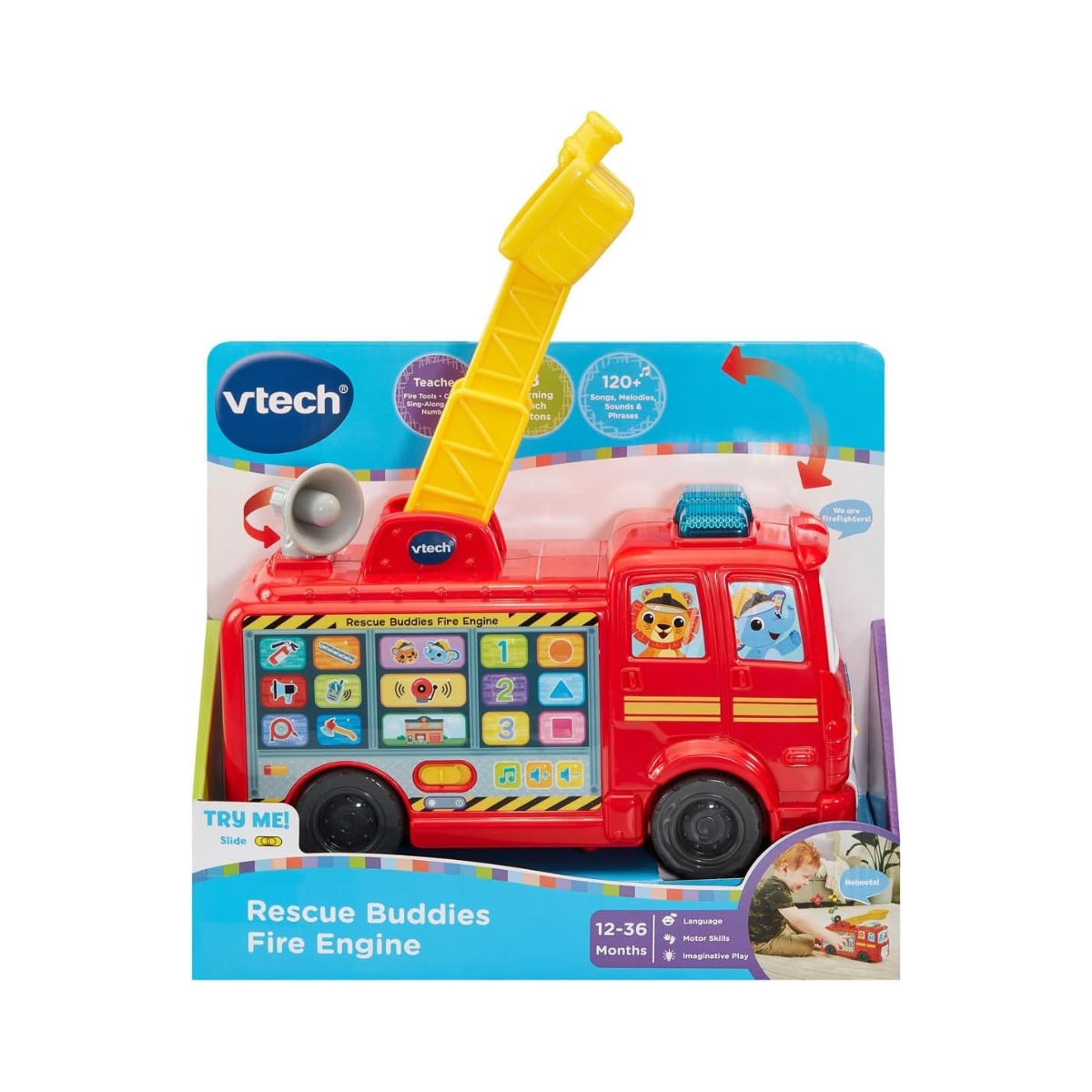 VTech Rescue Buddies Fire Engine, Songs & Learning Discovery Station, Easy-Touch Buttons, Ages 12–36 Months