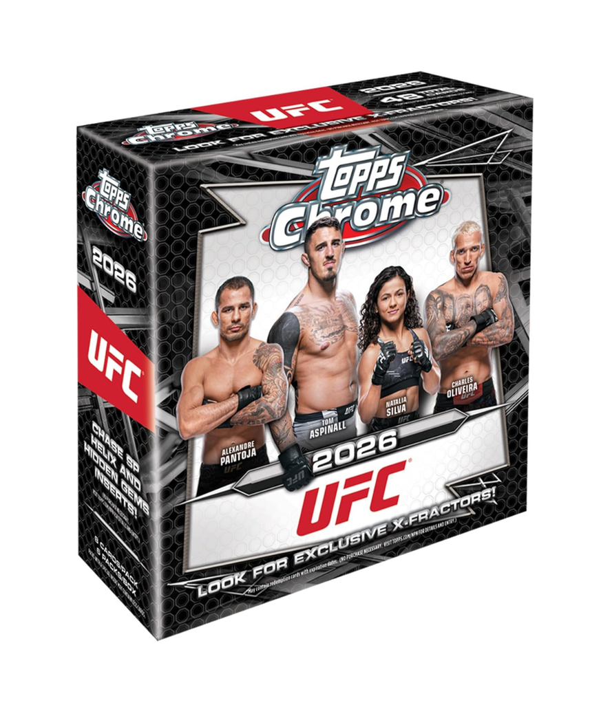Topps Chrome UFC 2026 Factory Sealed Mega Box Trading Cards, Premium Collectible UFC Card Set with Refractors & Inserts, Ages 6+