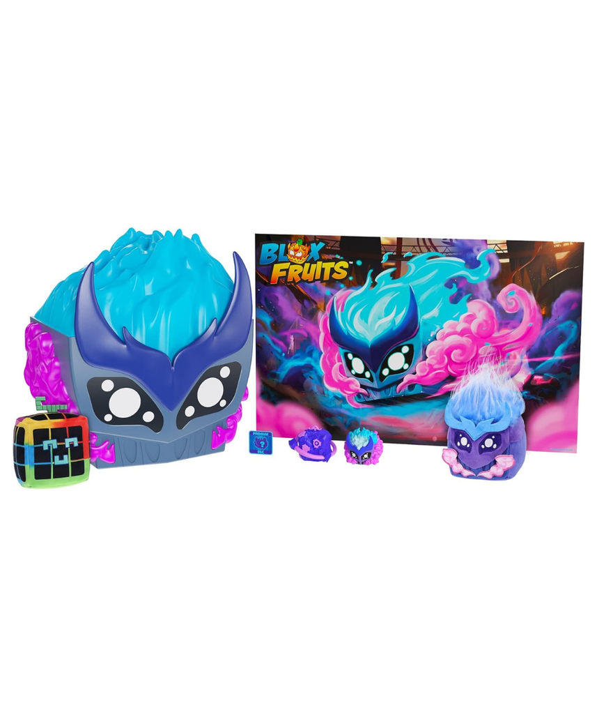 Blox Fruits Gas Collector Bundle, Gas Fruit Storage Case with 2 Minifigures, 2 Soft 4-Inch Plush Characters, Collector Poster and Premium DLC Code, Official Blox Fruits Merchandise, 6+ Years