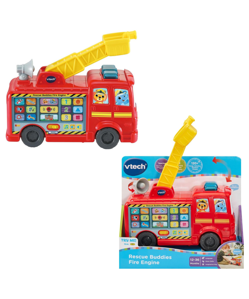 VTech Rescue Buddies Fire Engine, Songs & Learning Discovery Station, Easy-Touch Buttons, Ages 12–36 Months