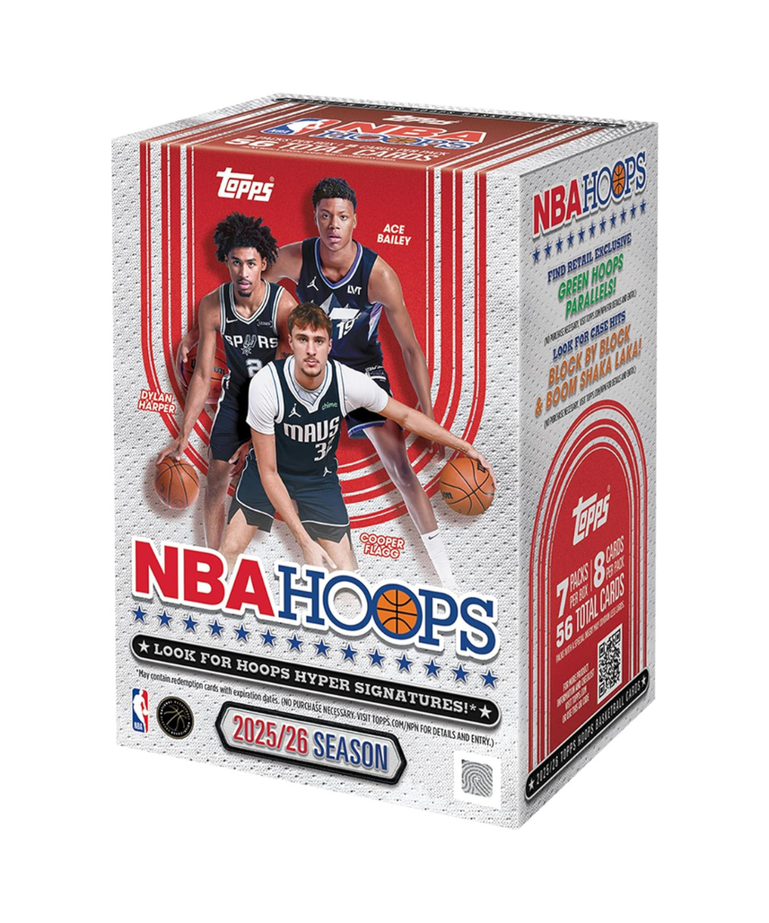 Topps Hoops Basketball 2025–26 Factory Sealed Value Box Trading Cards, NBA Collectible Card Set with Exclusive Green Parallels, Ages 6+