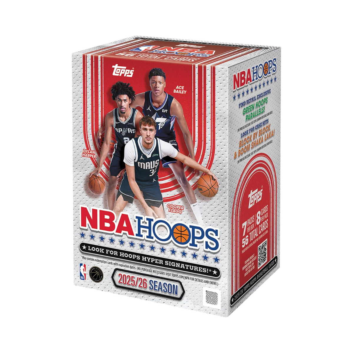 Topps Hoops Basketball 2025–26 Factory Sealed Value Box Trading Cards, NBA Collectible Card Set with Exclusive Green Parallels, Ages 6+