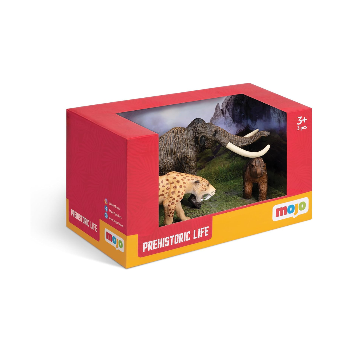 MOJO Prehistoric Mammals Box Set Hand-Painted Realistic Wholly Mammoth Calf and Sabre Tooth Tiger Figurines Educational Collectable Toy for Kids and Collectors Ages 3 and Up