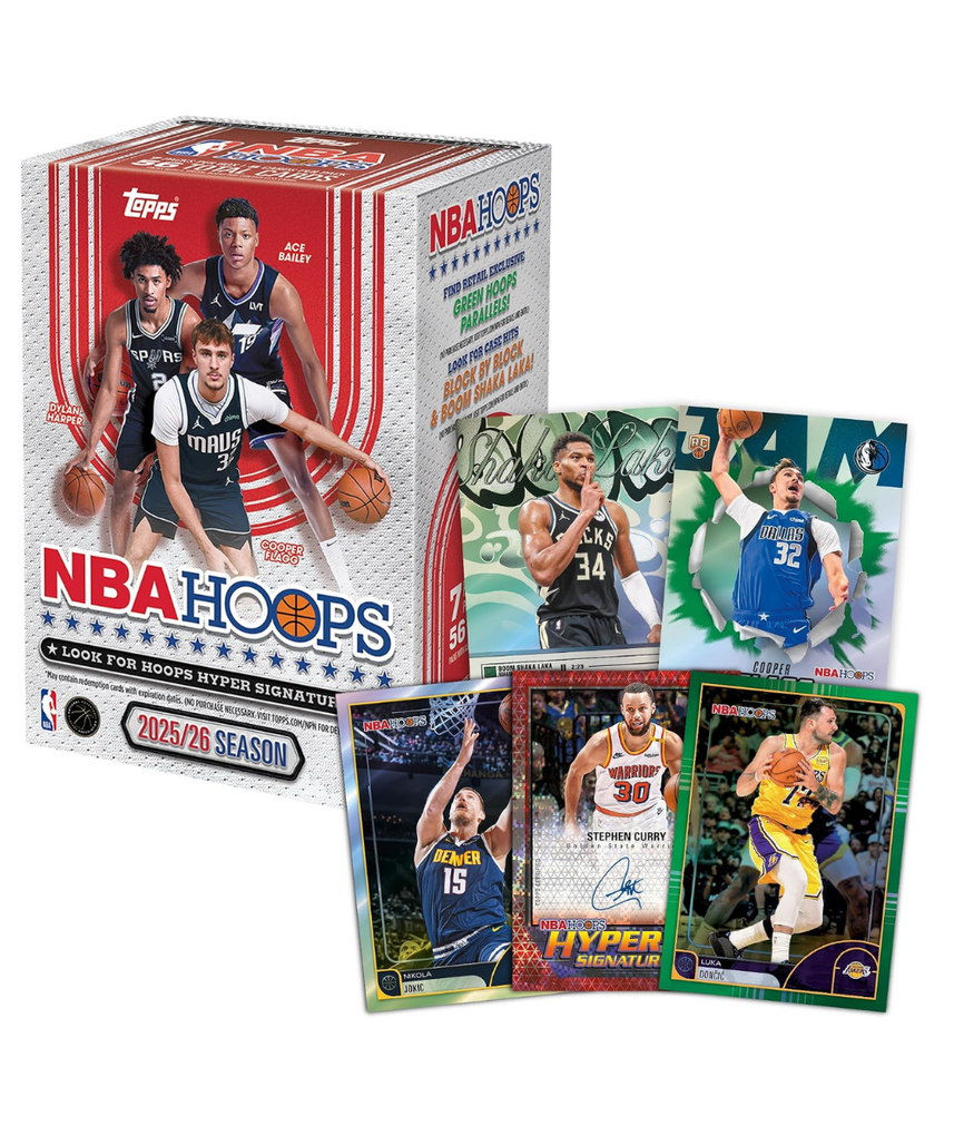 Topps Hoops Basketball 2025–26 Factory Sealed Value Box Trading Cards, NBA Collectible Card Set with Exclusive Green Parallels, Ages 6+