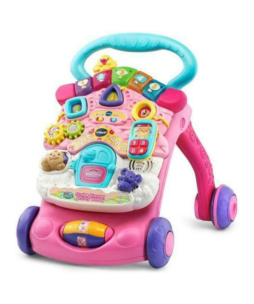 Vtech First Steps Baby Walker Pink With Blue Handle