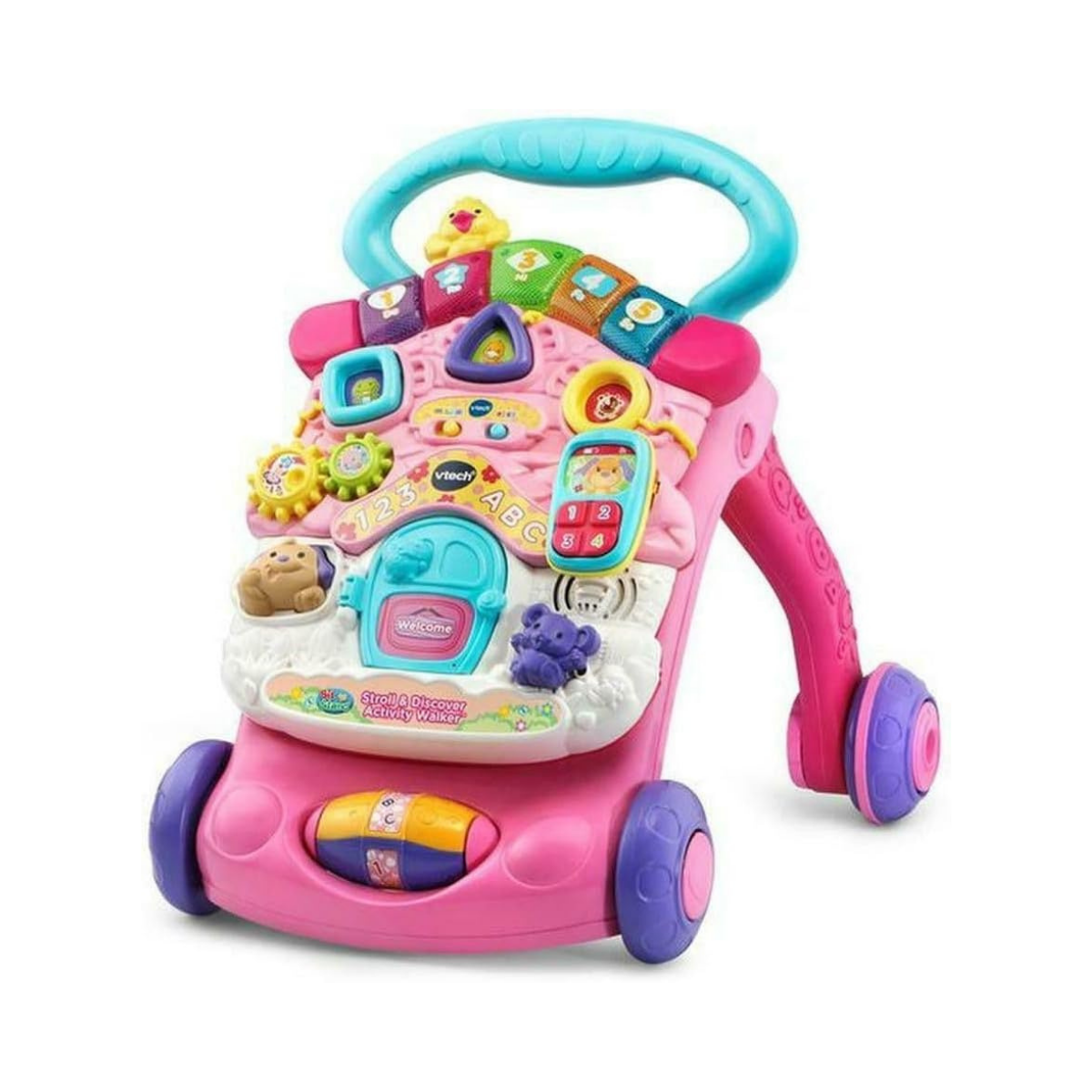 Vtech First Steps Baby Walker Pink With Blue Handle