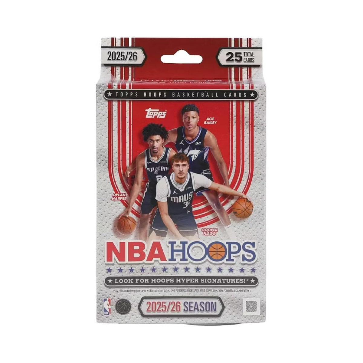 Topps Hoops Basketball 2025–26 Factory Sealed Hanger Box Trading Cards, 25 Cards with Exclusive Orange Hoops Parallels, Ages 6+