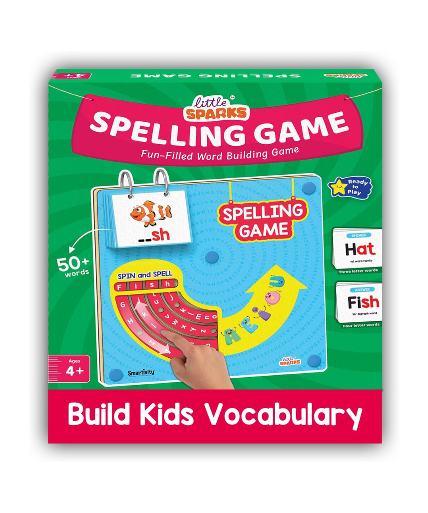 Smartivity Spelling Game Learning Toy for Kids 4-8 Years Old I 50+ Picture Cards I Birthday Gift I Educational Word & Vocabulary Building Toy with Rotating Letter Wheels I Travel-Friendly