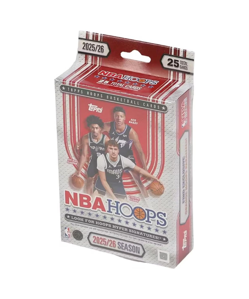 Topps Hoops Basketball 2025–26 Factory Sealed Hanger Box Trading Cards, 25 Cards with Exclusive Orange Hoops Parallels, Ages 6+