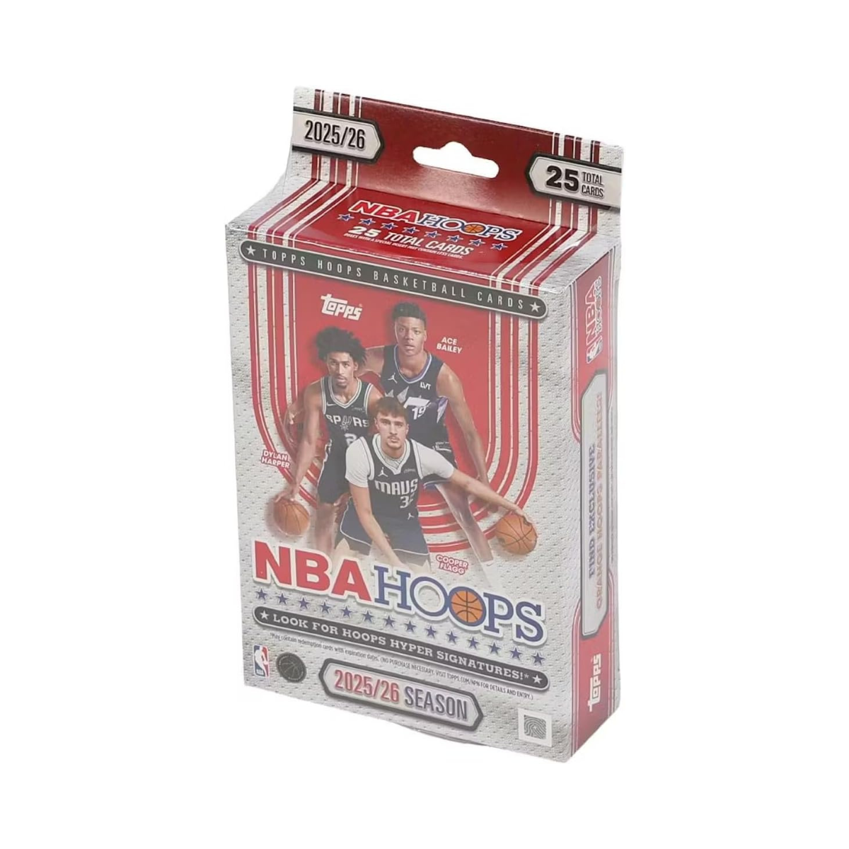 Topps Hoops Basketball 2025–26 Factory Sealed Hanger Box Trading Cards, 25 Cards with Exclusive Orange Hoops Parallels, Ages 6+