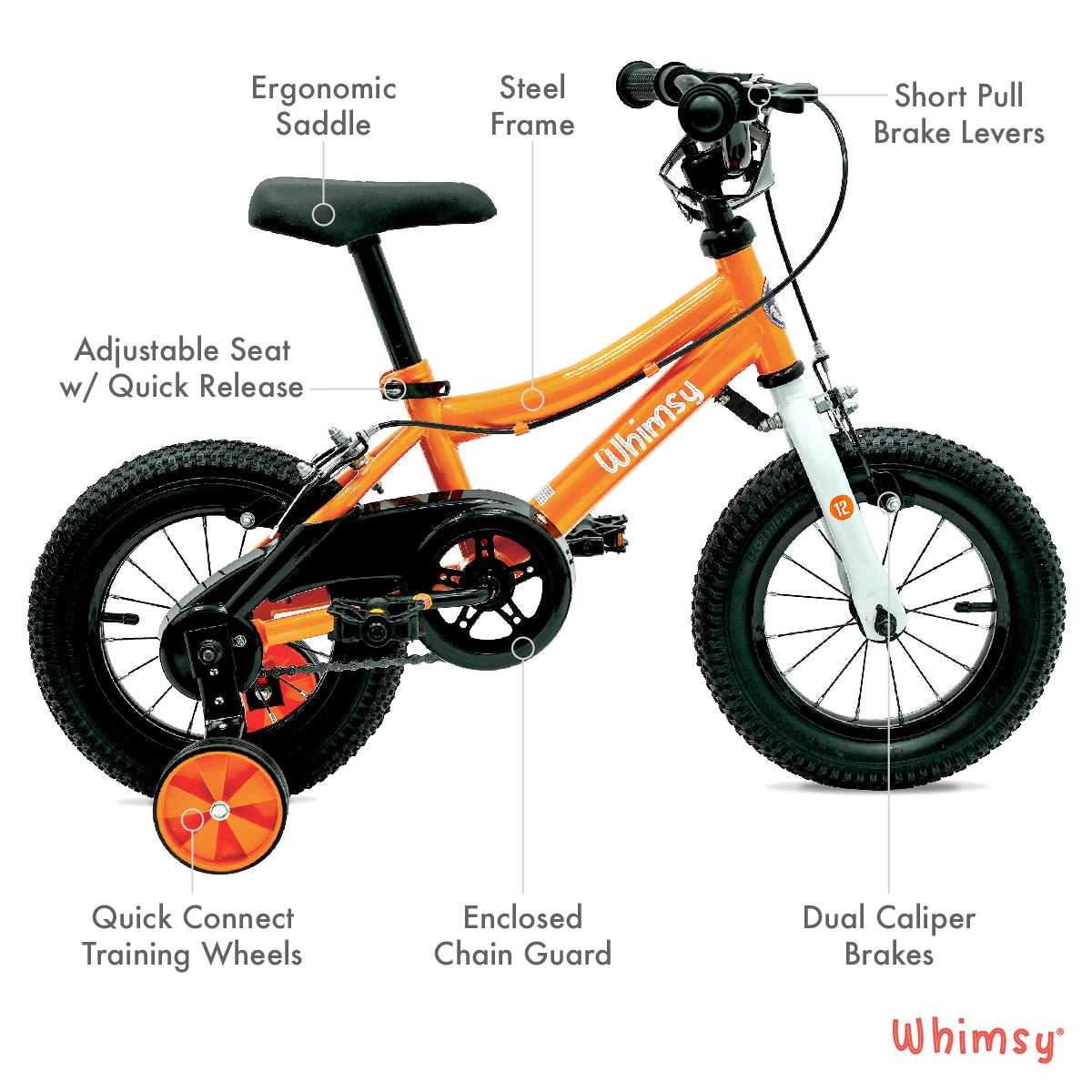 Whimsy Classic 12" Kids Bike - Orange