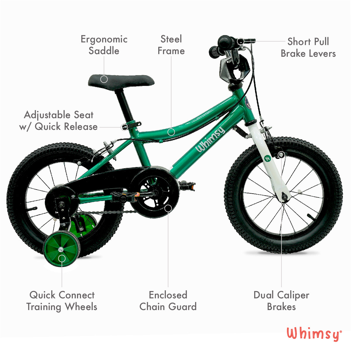 Whimsy Classic 14" Kids Bike - Green