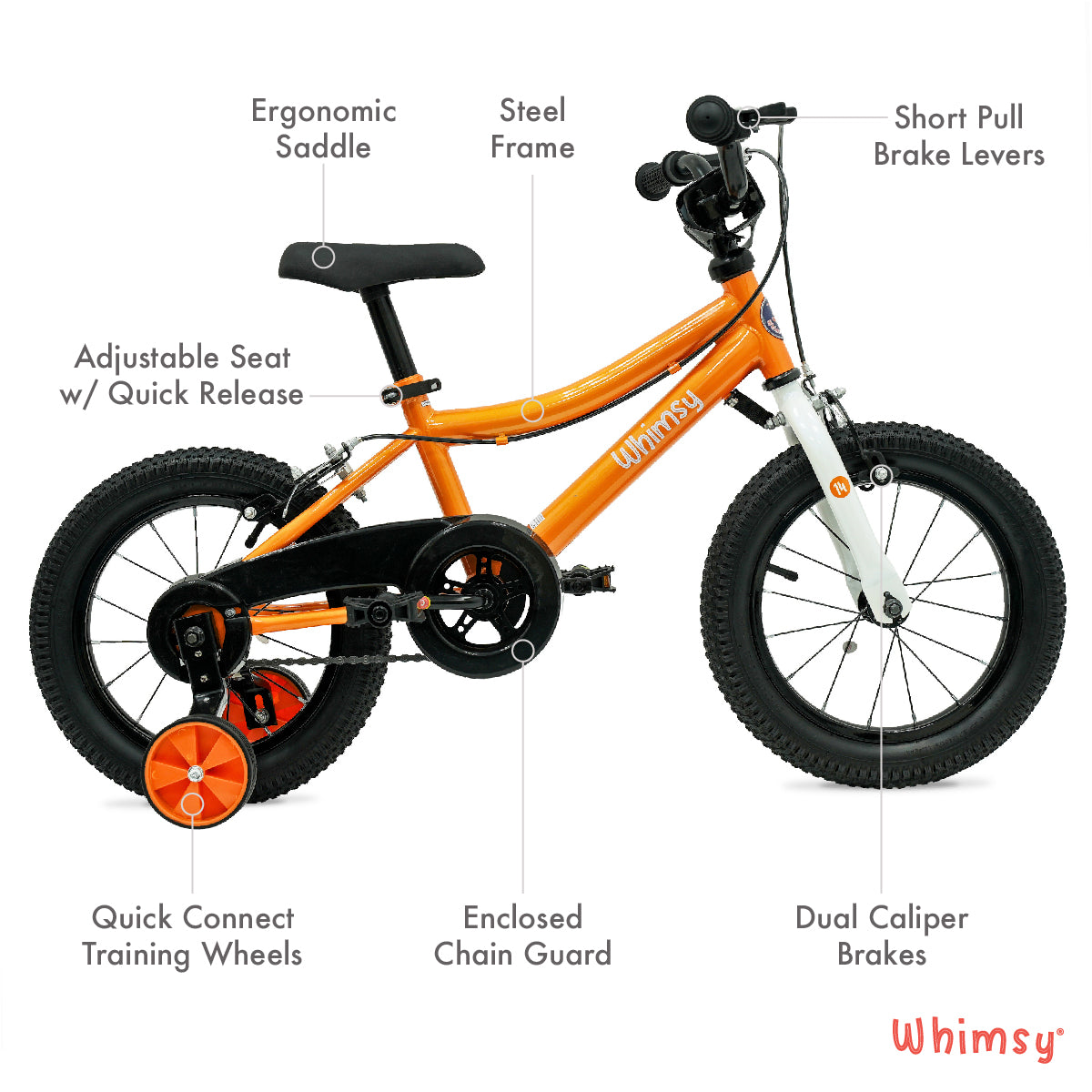 Whimsy Classic 14" Kids Bike - Orange