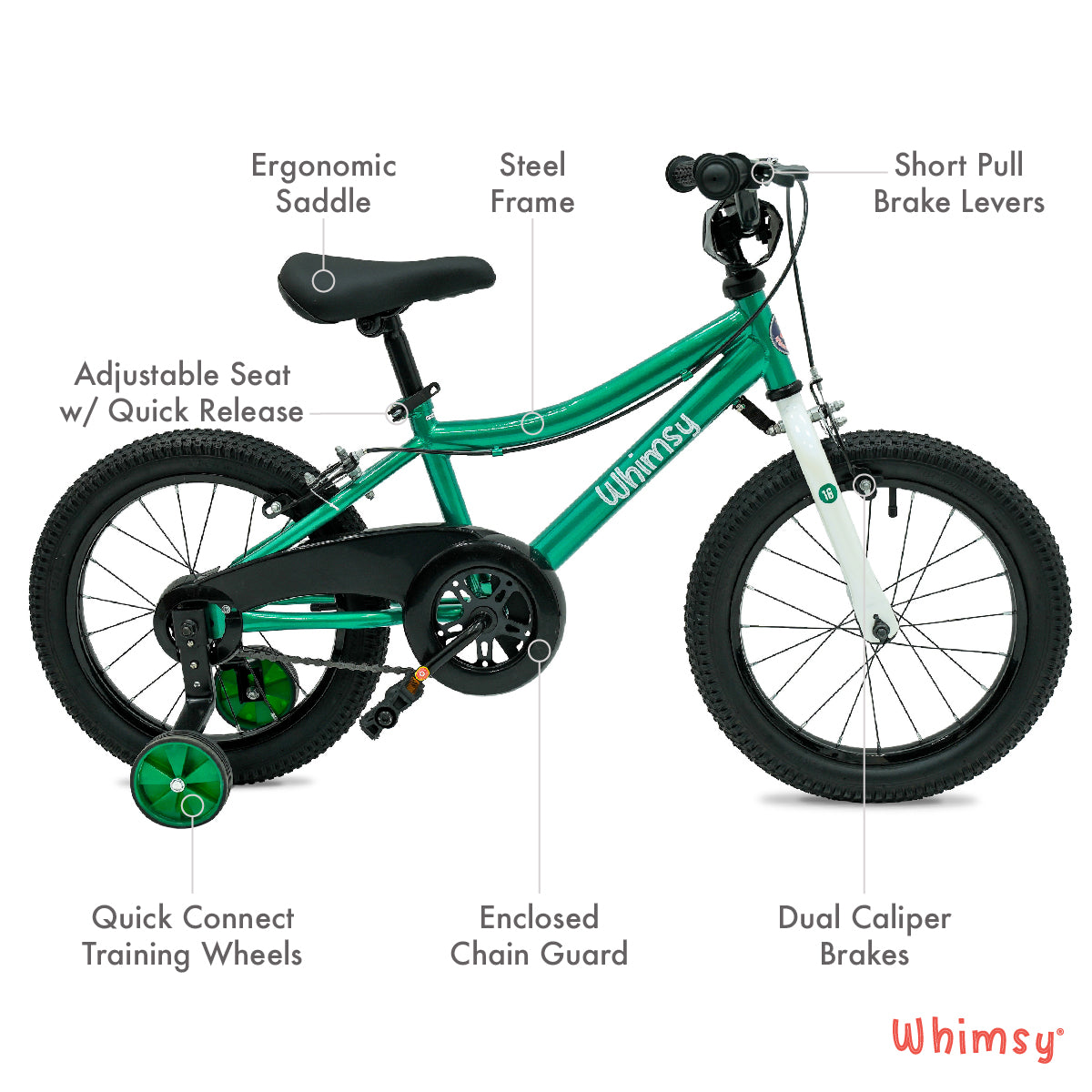 Whimsy Classic 16" Kids Bike - Green