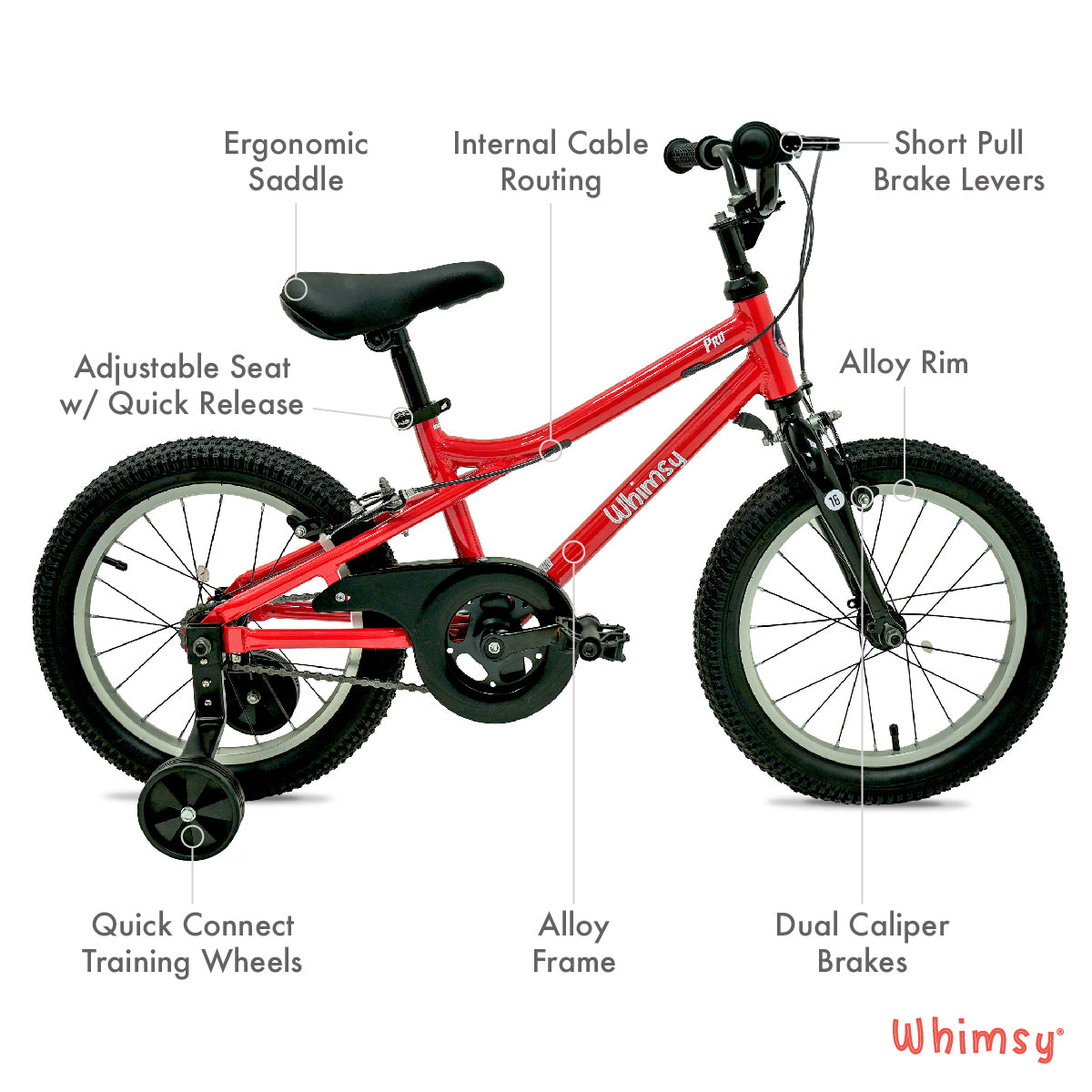 Whimsy Pro Aluminum 16" Kids Bike - Red