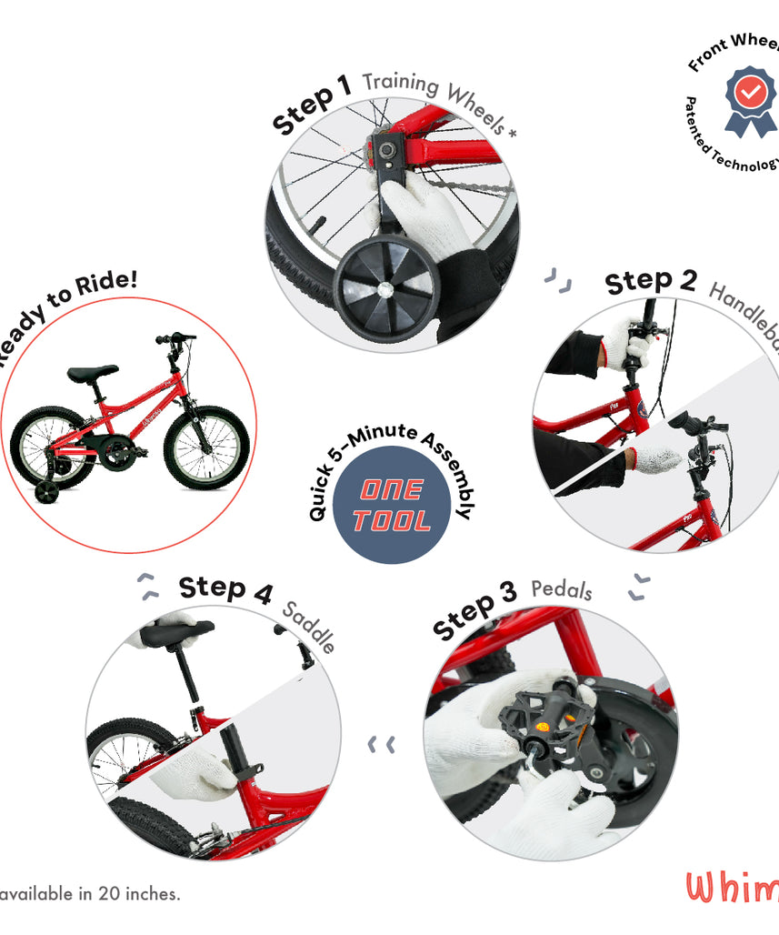 Whimsy Pro Aluminum 16" Kids Bike - Red