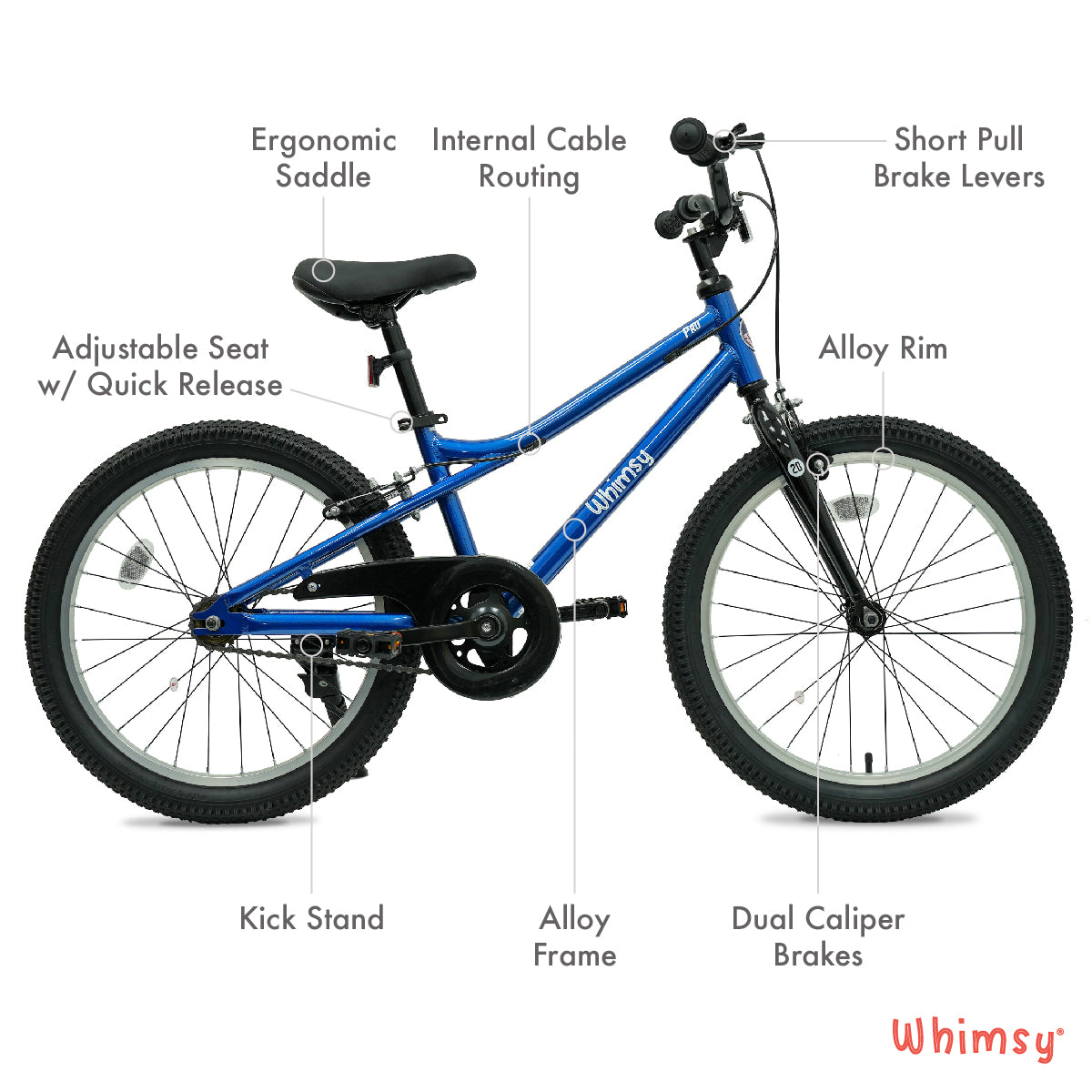 Whimsy Pro Aluminum 20" Kids Bike - Blue