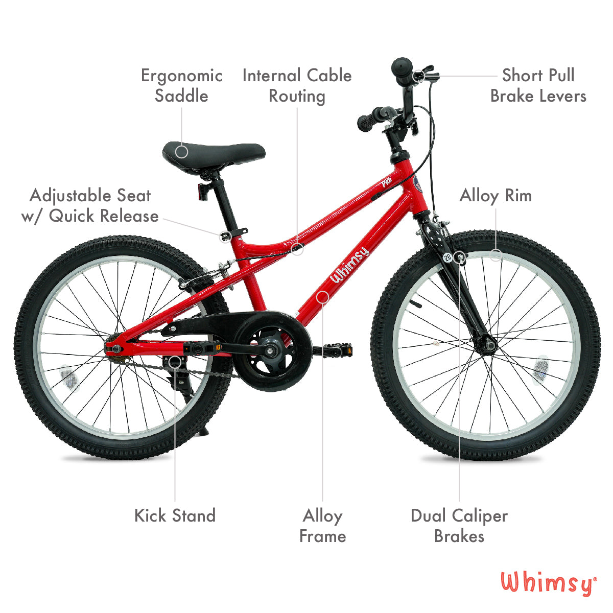 Whimsy Pro Aluminum 20" Kids Bike - Red