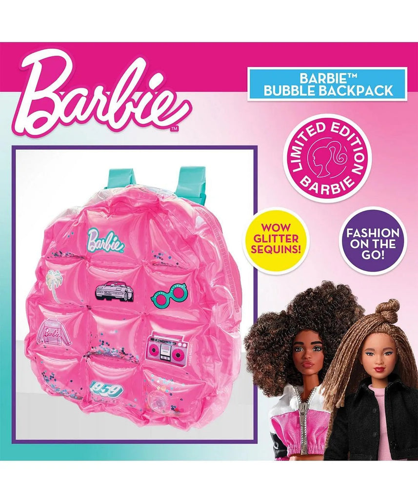 Sinco Creations Barbie Bubble Backpack, Inflatable PVC Mini Backpack with Adjustable Straps, Durable, Stylish & Fun Bag for Kids Ages 3Y+
