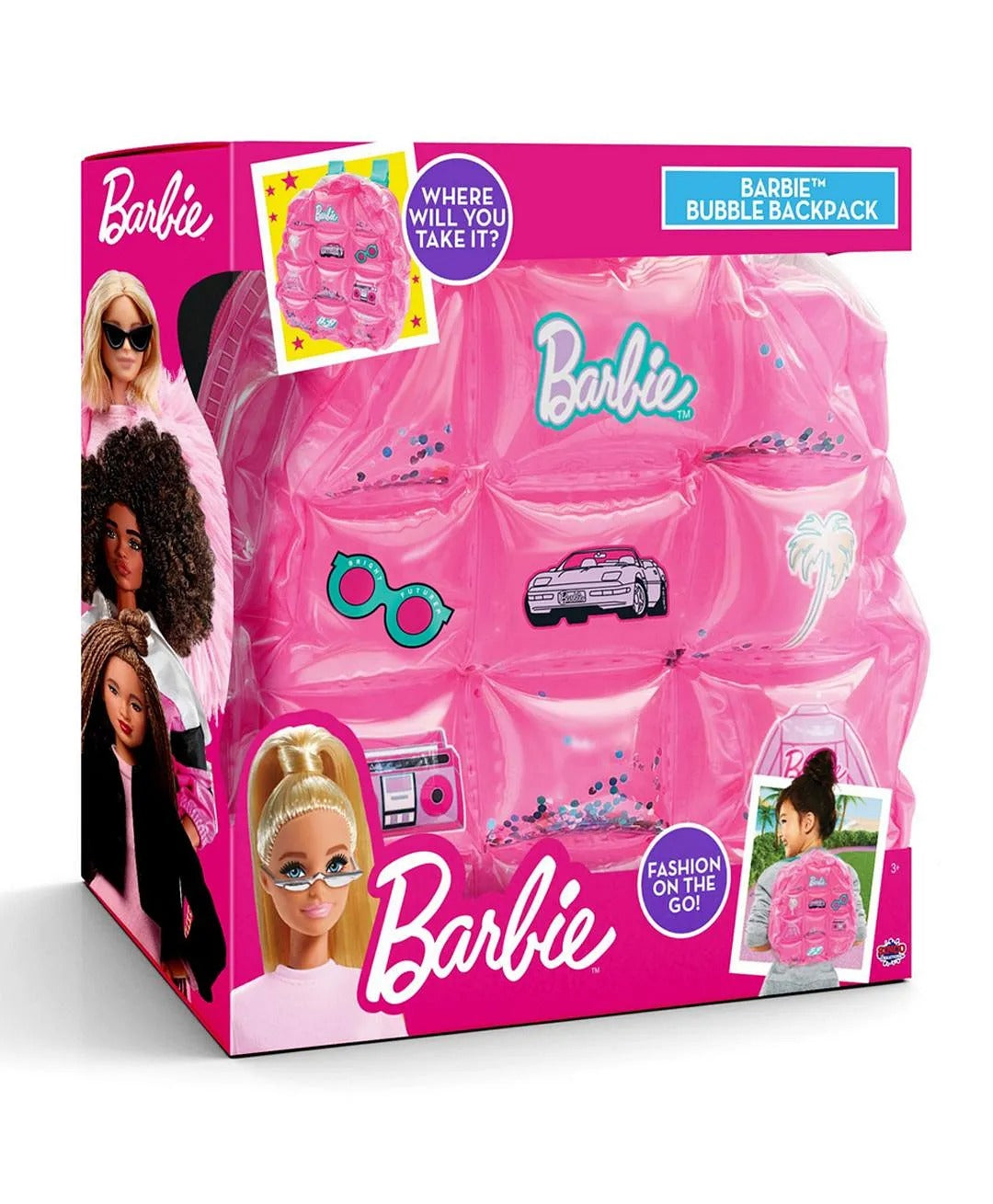 Sinco Creations Barbie Bubble Backpack, Inflatable PVC Mini Backpack with Adjustable Straps, Durable, Stylish & Fun Bag for Kids Ages 3Y+