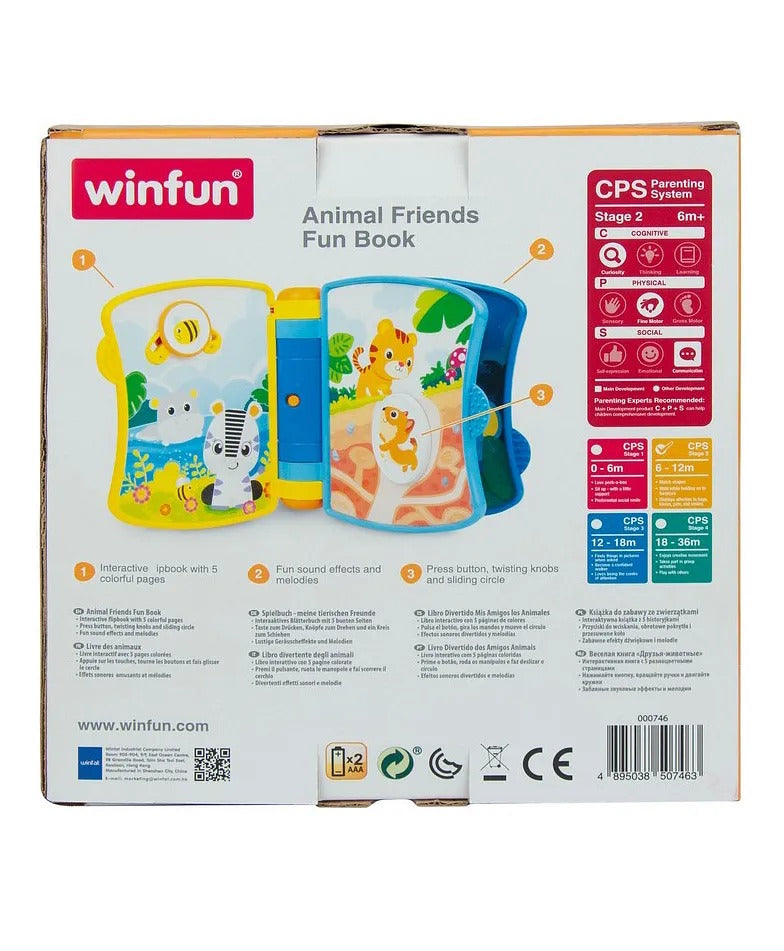 Color Baby Activity Book Winfun Animal Friends Fun Book Interactive Sounds Textures and Activities 7x7x21 cm Toy for Babies 6 Months and Up