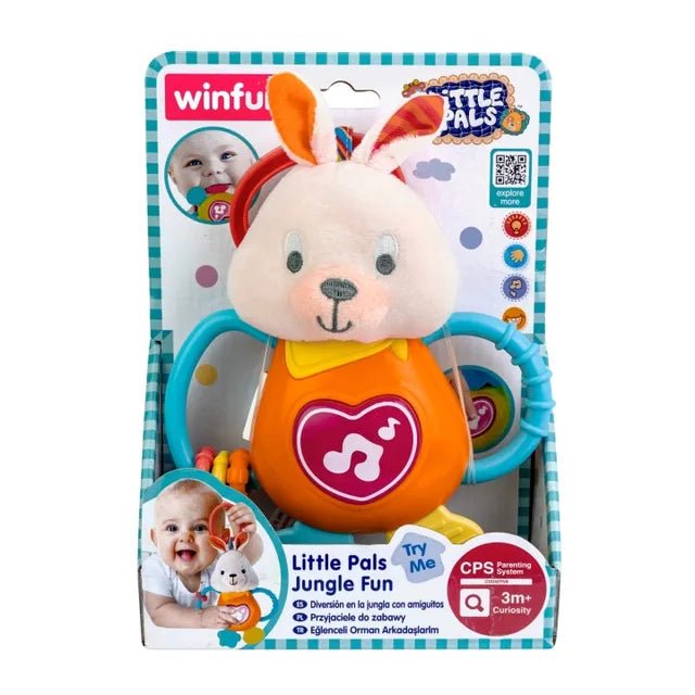 Winfun Bouncy Bunny Jungle Fun Interactive Plush with Sounds and Bouncing Action, Light-Up Music and Movement, Sound-Activated Soft Cuddly Toy for Babies 3 Months and Up