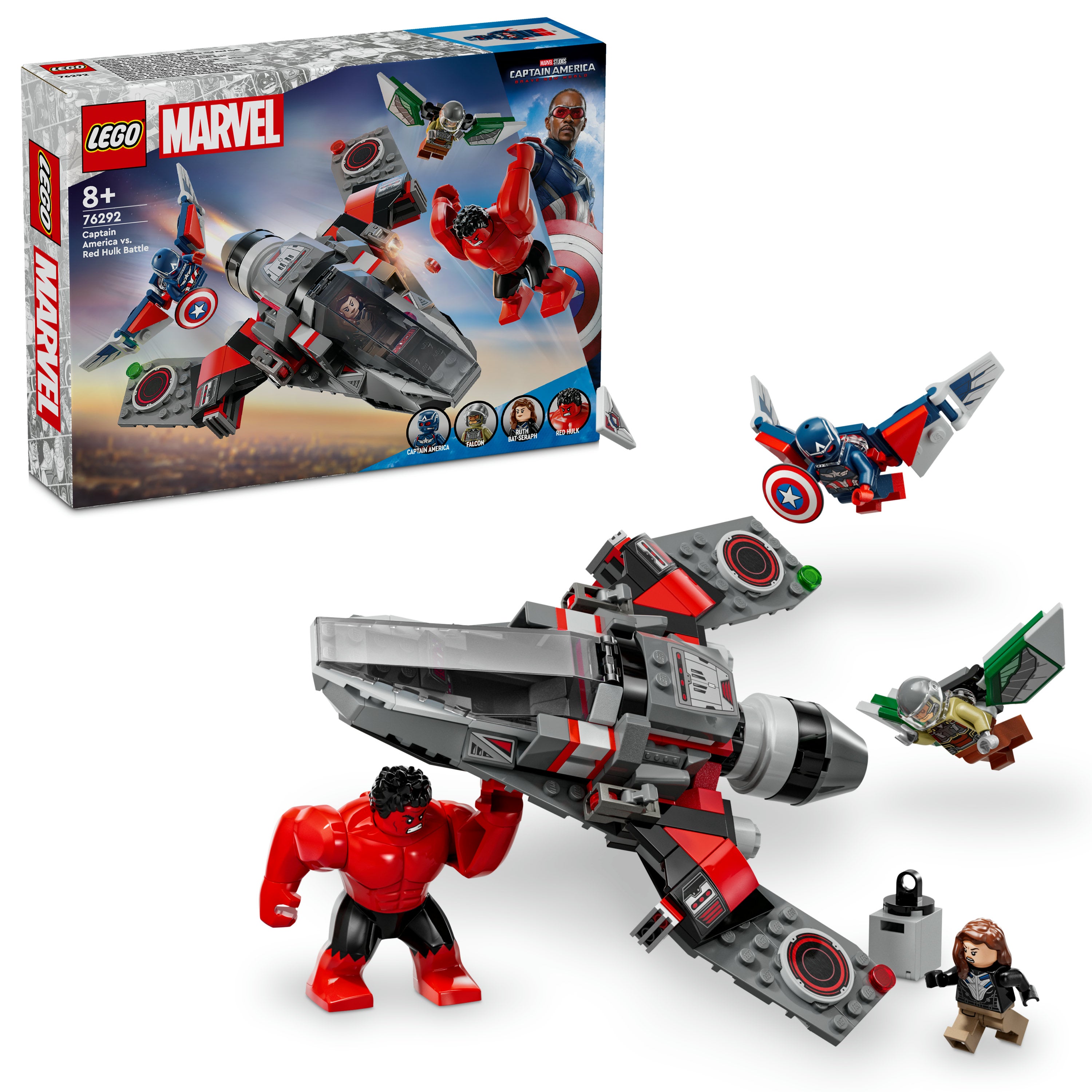 LEGO 76292 Marvel Captain America vs Red Hulk Battle Building Set for Boys 8+ Action Superhero Construction Toy