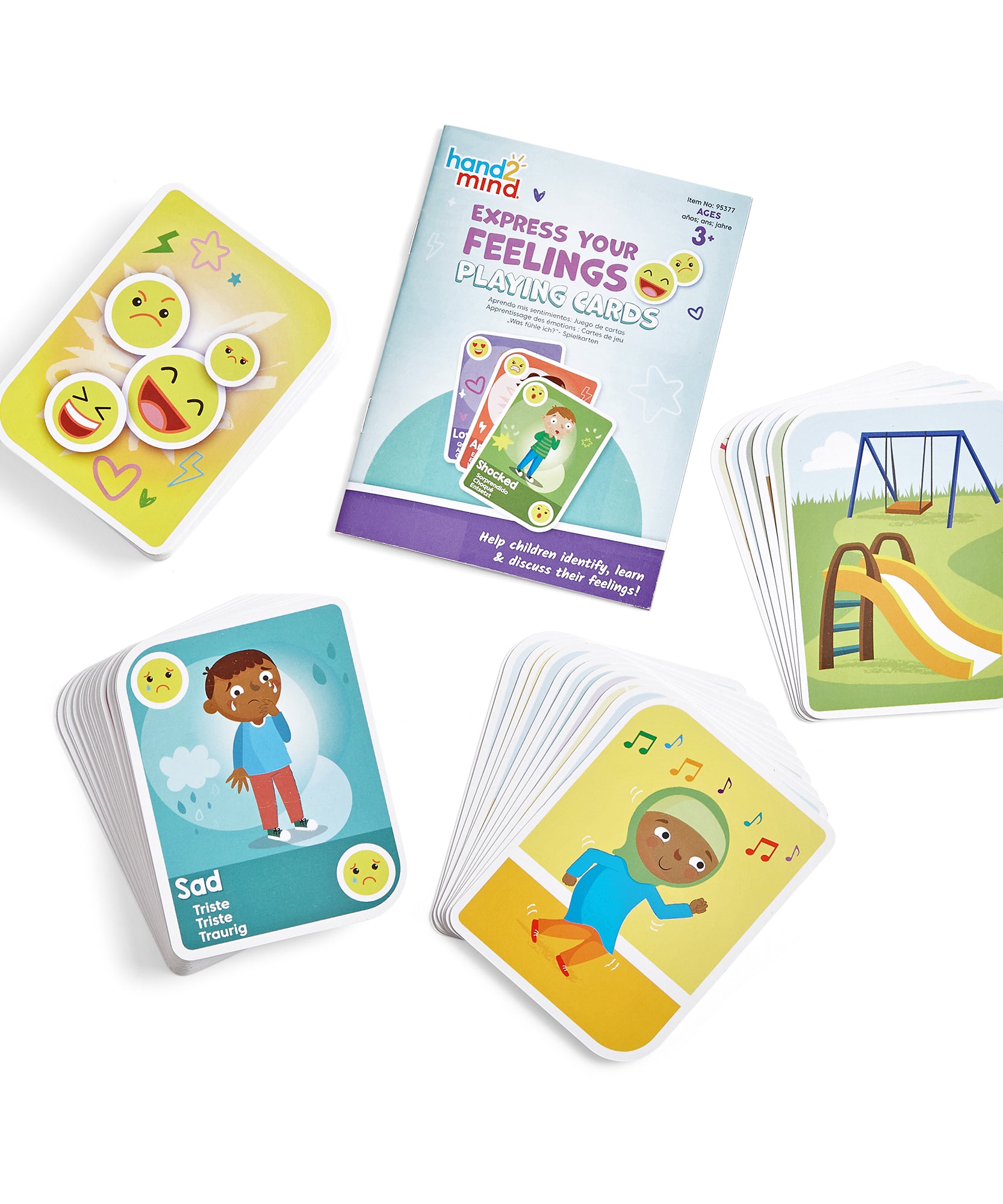موارد التعلم: بطاقات لعب "عبّر عن مشاعرك"، مجموعة بطاقات تعليمية من ١٠٠ بطاقة، أنشطة تعليمية اجتماعية وعاطفية للأطفال، مناسبة للمنزل والفصول الدراسية والمستشارين، من سن ٣ سنوات فما فوق
