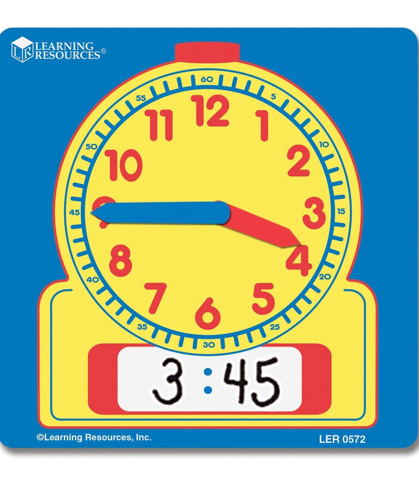 موارد التعلم - ساعات الكتابة والمسح للطلاب، مجموعة من 10 قطع، للأعمار من 6 سنوات فما فوق، تمارين تفاعلية لإخبار الوقت