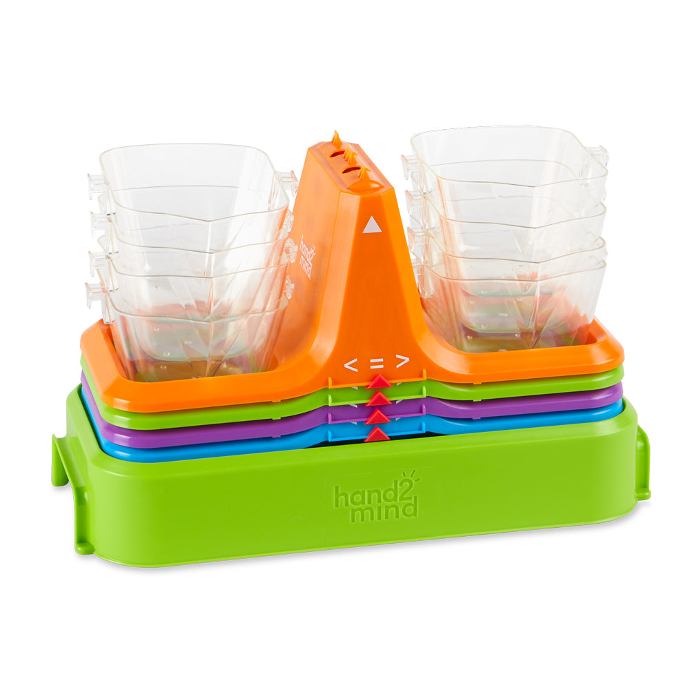 موازين دلو قابلة للتركيب من Learning Resources (مجموعة من 4)، ميزان رياضيات تفاعلي لتعلم الوزن والحجم والتكافؤ، مثالي للأطفال من سن 3 سنوات فما فوق