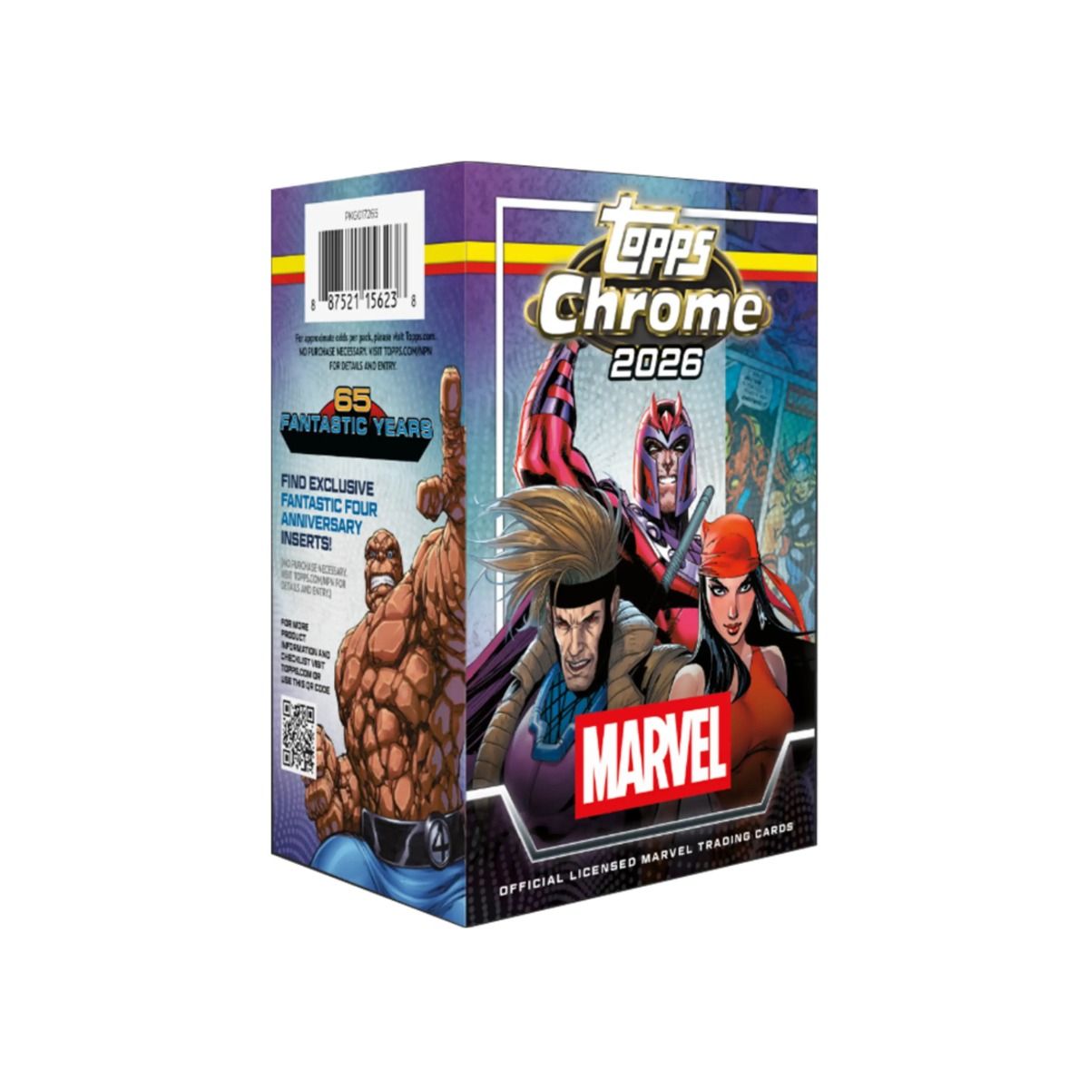 Topps Chrome Marvel Comics 2026 Value Box, 8 Packs with 4 Cards per Pack, 32 Trading Cards, 2 Exclusive RayWave Parallels, Fantastic Four Anniversary Inserts, 6+ Years