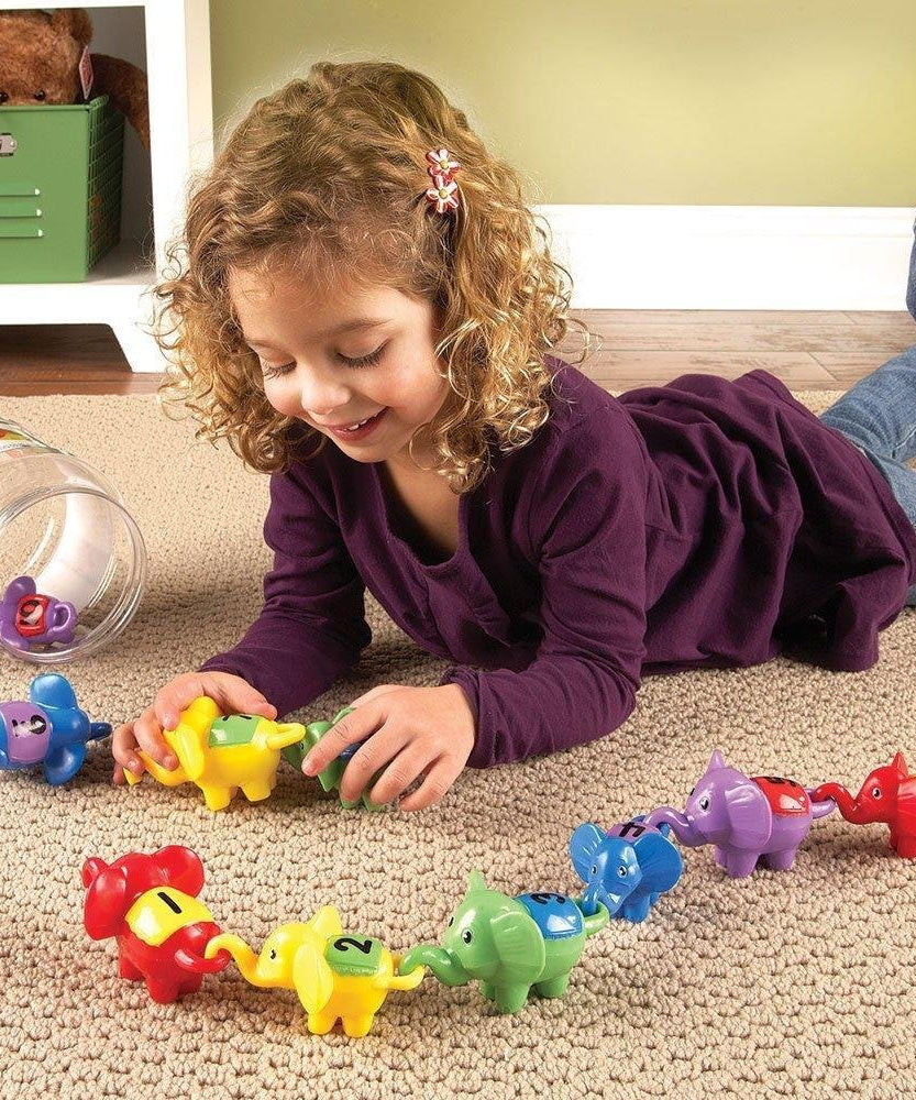 Learning Resources Snap 'n' Learn Counting Elephants, Set of 10 Educational Linking Elephants for Number & Colour Recognition, Fine Motor Skills Toy for Toddlers, Ages 2+