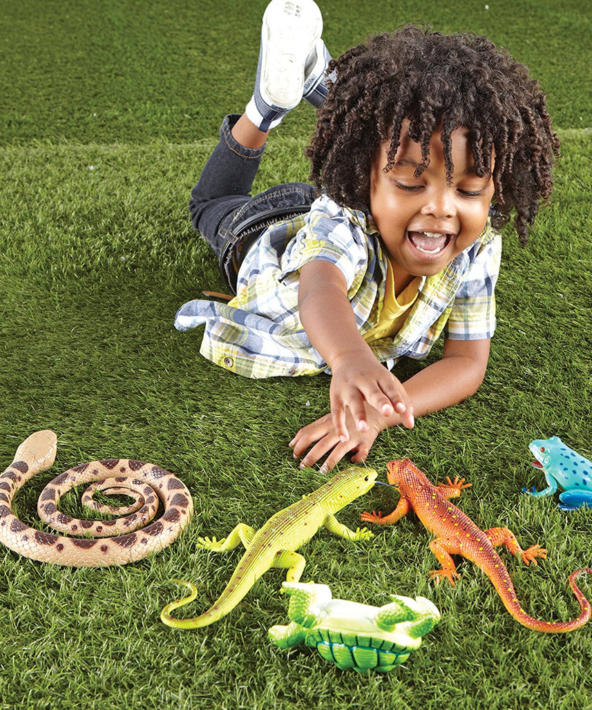 موارد التعلم - زواحف وبرمائيات جامبو، مجموعة من 5 شخصيات حيوانات واقعية للعب الخيالي والتعلم المبكر، للأعمار من سنتين فما فوق
