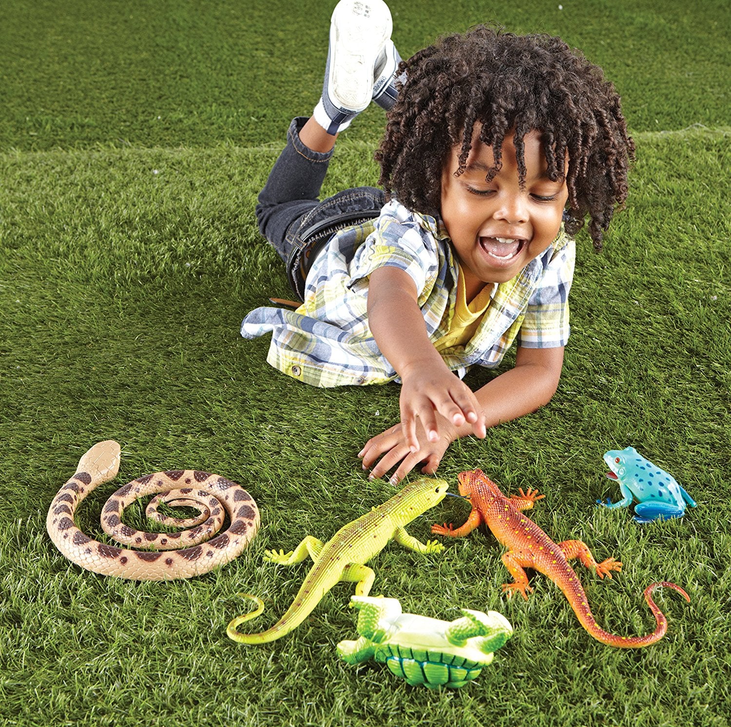 موارد التعلم - زواحف وبرمائيات جامبو، مجموعة من 5 شخصيات حيوانات واقعية للعب الخيالي والتعلم المبكر، للأعمار من سنتين فما فوق