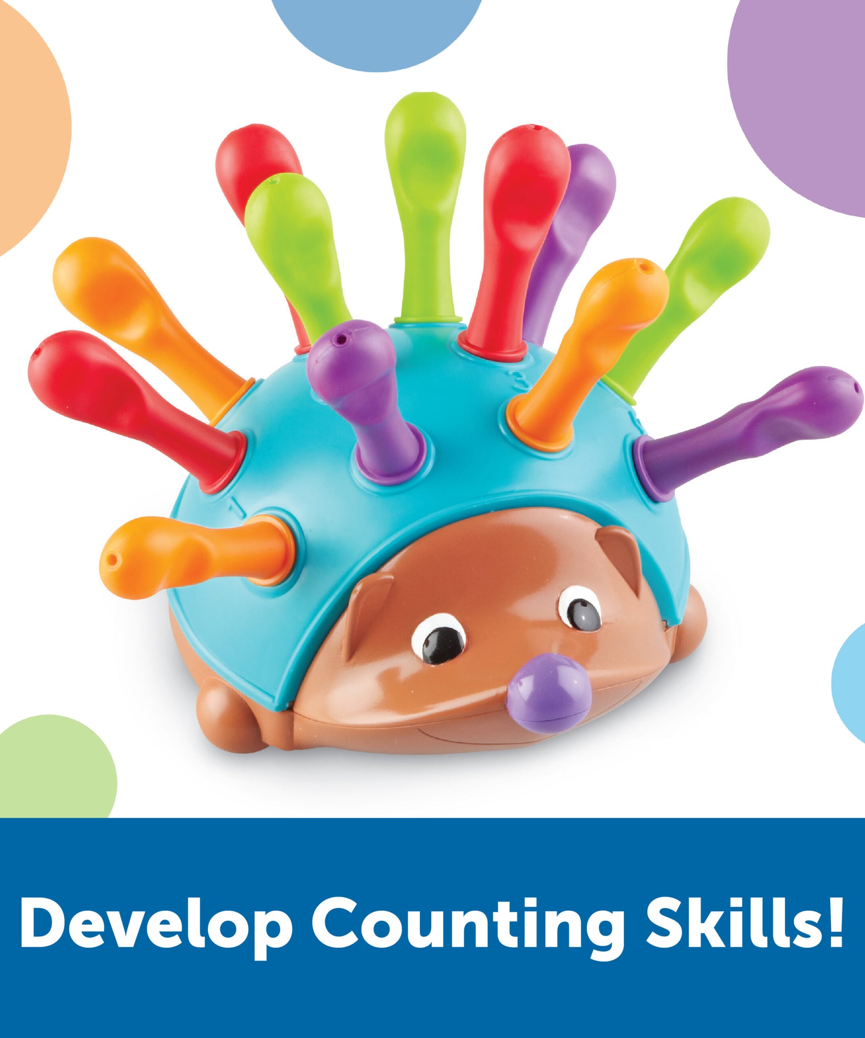 Learning Resources Spike The Fine Motor Hedgehog, Toddler Counting & Colour Matching Toy, Develops Fine Motor Skills, Includes 12 Pegs & Activity Guide, Ages 18+ Months