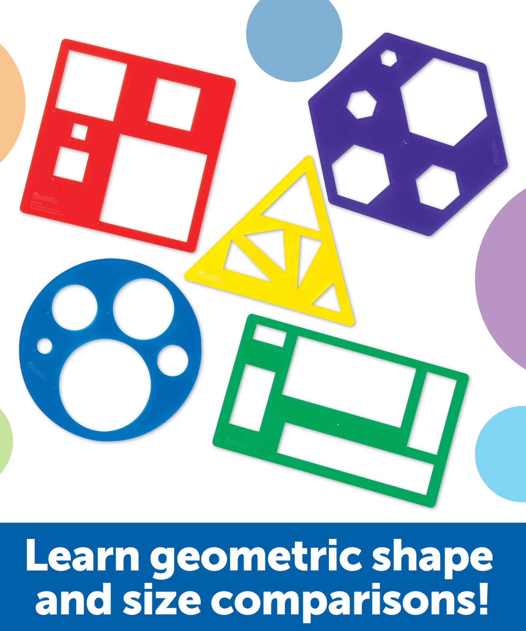مجموعة قوالب الأشكال الأساسية من Learning Resources، 5 قوالب هندسية، مناسبة للأعمار من 4 سنوات فما فوق، تعلم عملي للأشكال ثنائية الأبعاد