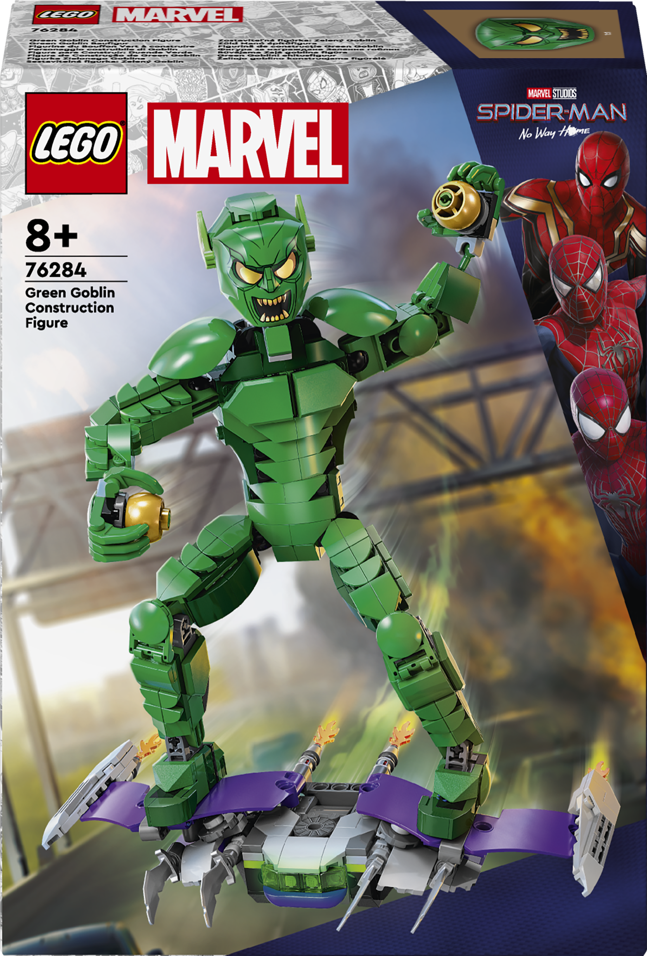 LEGO Marvel 76284 Green Goblin Construction Figure V29 for Boys 8+ Poseable Super Villain Action Building Toy