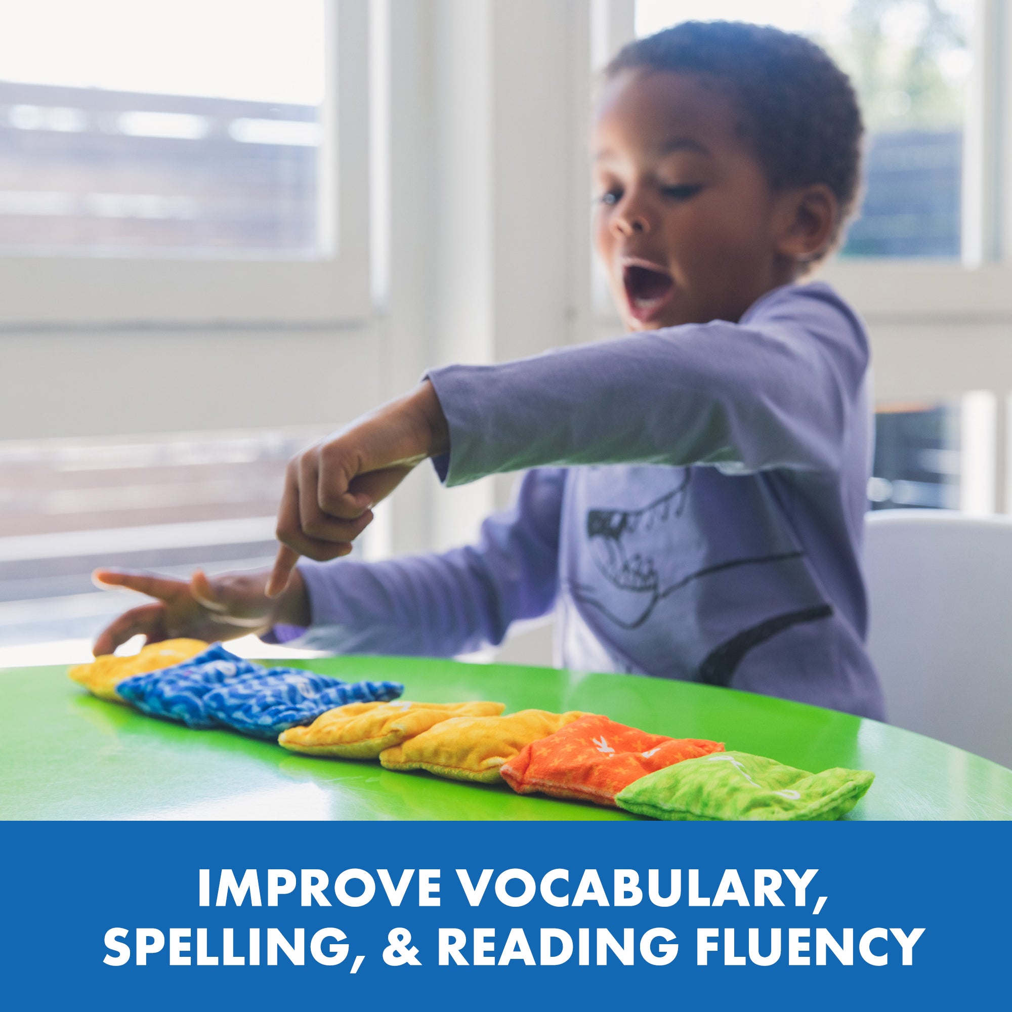 موارد التعلم - أكياس الفاصولياء - لعبة فونيكس نشطة للأطفال، 25 كيس فاصولياء مزدوج الوجهين مع 50 كلمة بصرية، لعبة تعليمية عن طريق اللمس للمفردات وطلاقة القراءة والمهارات الحركية، للأعمار من 3 سنوات فما فوق