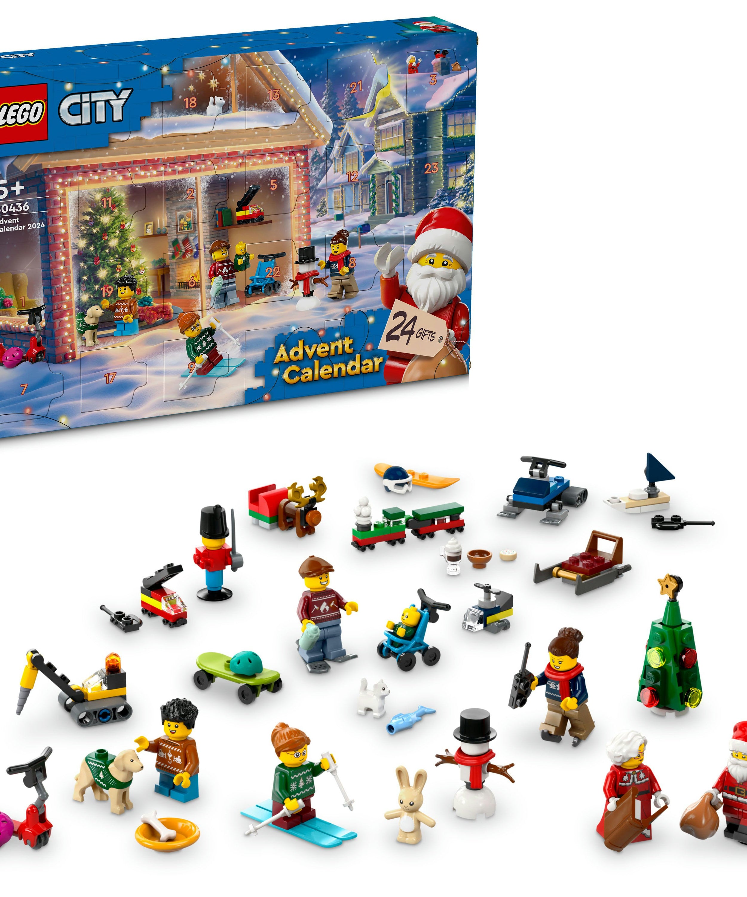 LEGO City 60436 City Advent Calendar 2024 Holiday Build & Play Set for Kids 5+