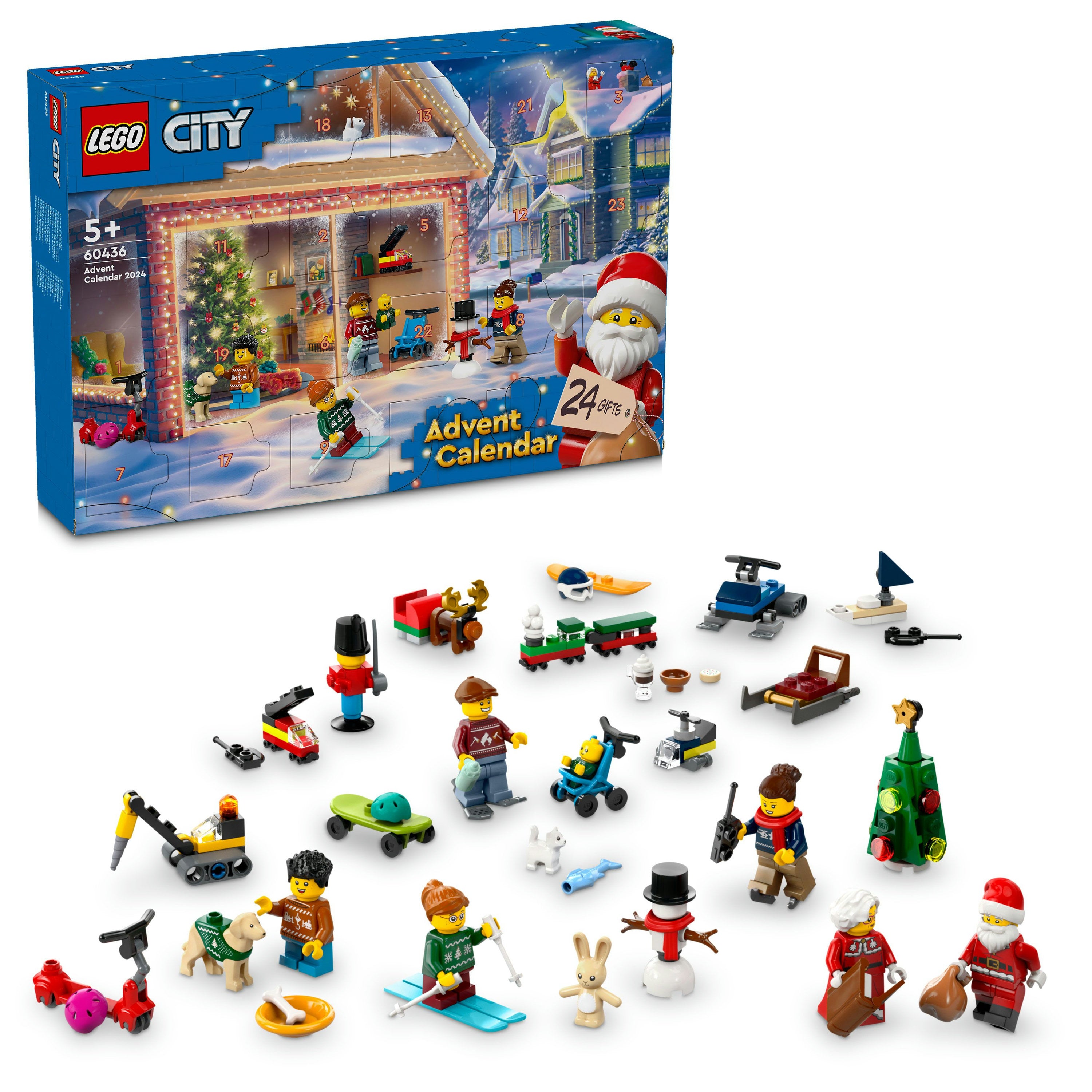 LEGO City 60436 City Advent Calendar 2024 Holiday Build & Play Set for Kids 5+