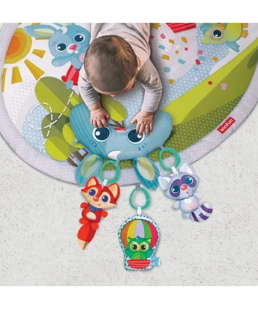 Winfun BabySpace Activity Gym for Newborns, Interactive Play Mat with Hanging Toys, Mirror and Rattles, Early Development Baby Toy 0+ Months