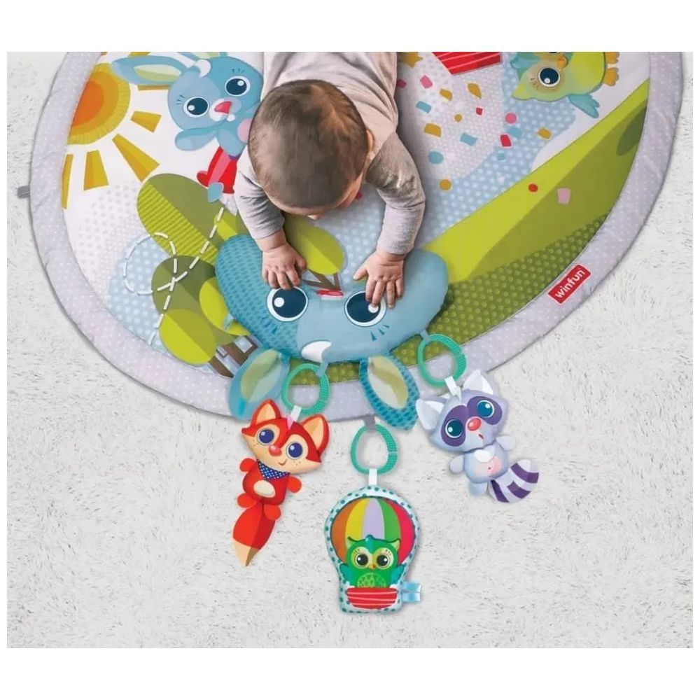 Winfun BabySpace Activity Gym for Newborns, Interactive Play Mat with Hanging Toys, Mirror and Rattles, Early Development Baby Toy 0+ Months