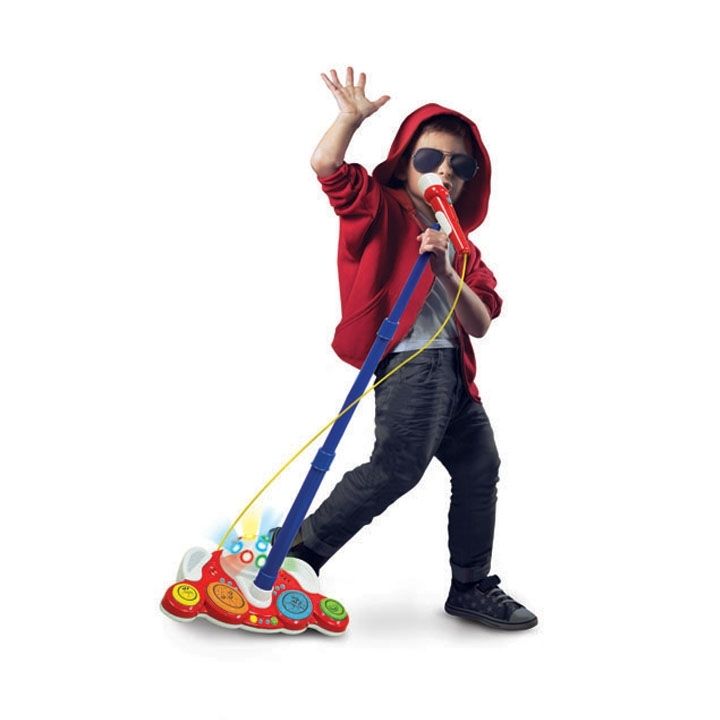 Winfun Sing N Jam Platform Interactive Toy, Adjustable Microphone Stand with Disco Ball and Sound Effects, Kids Music Performance Playset, 3 Years+