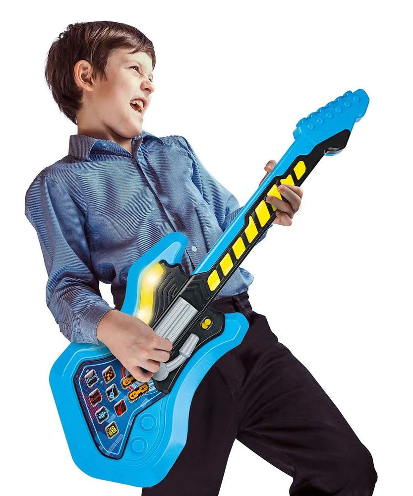 Winfun Cool Kids Rock Guitar Interactive Toy, Light Up Guitar with Fret Buttons and Sound Effects, Strum and Whammy Bar for Musical Play, 3 Years+