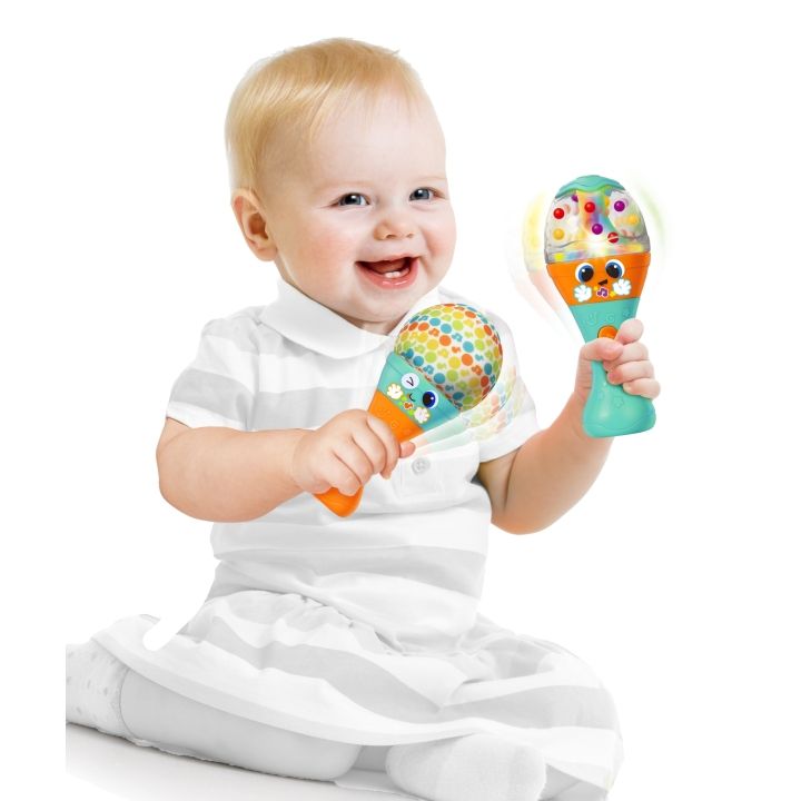 Winfun Baby Shaker Maracas, Interactive Music Toy with Light-Up Effects, Easy-Grasp, for Babies 3 Months and Up