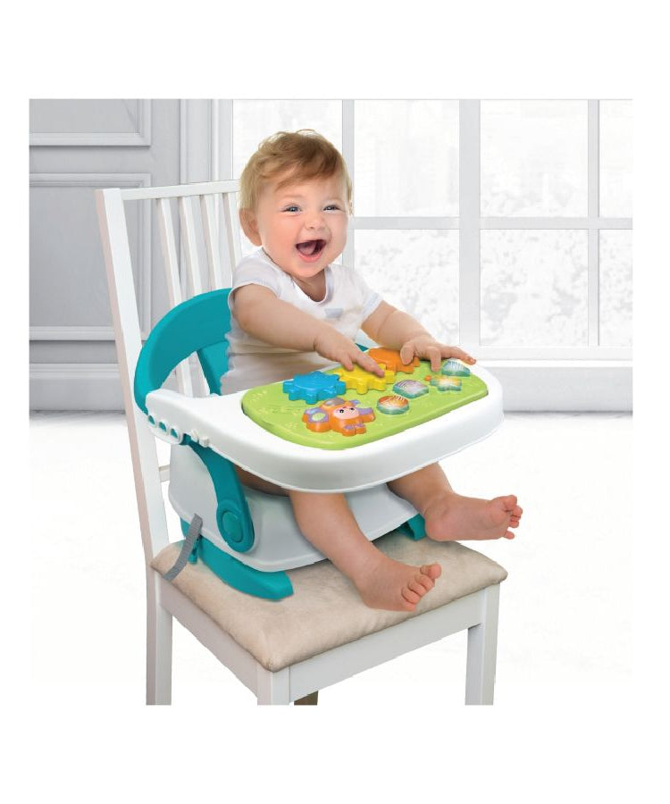 Winfun 3-in-1 Musical Booster Seat for Toddlers Age 6 to 36 Months with Activity Tray, Light-Up Buttons, Songs, and Foldable Design