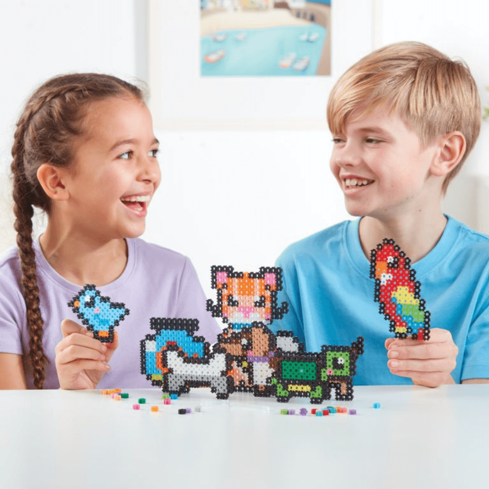 خيارات الشخصيات Simbrix Connect &amp; Wow Playful Pets Starter Pack مع أكثر من 1000 بريكس، لعبة بناء ثنائية وثلاثية الأبعاد للفنون والحرف البكسلية، لعبة بناء STEAM إبداعية وخيالية للأولاد والبنات من سن 5 سنوات فما فوق
